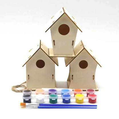 Easy To Assemble Wooden Bird Nest Hous DIY Natural Aesthetic Hanging Birdhouse Decoration Hummingbird Cages Outdoor