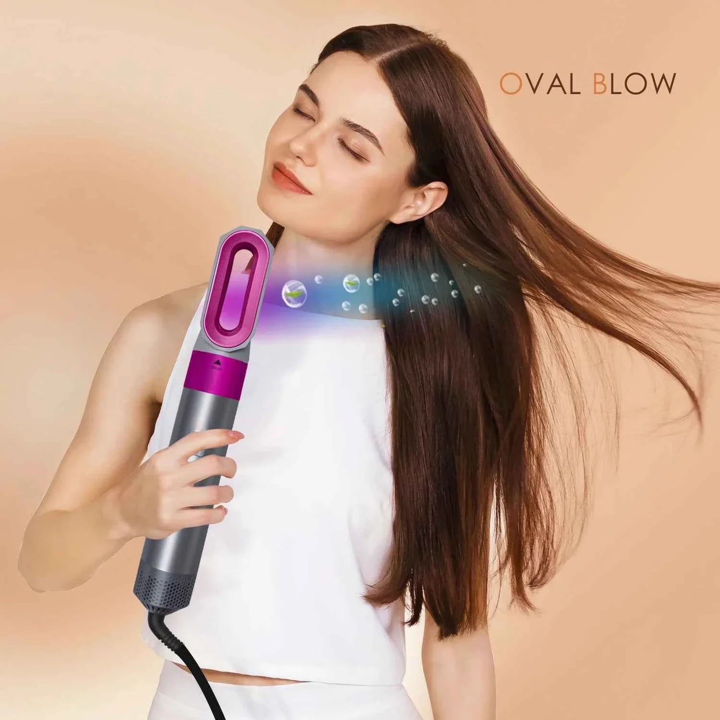 Multi Functional 5-In-1 Hair Dryer Hot Air Comb Curling Iron Dyso Air Bag Hairdresser Styling Tool Straightener Festival Gift