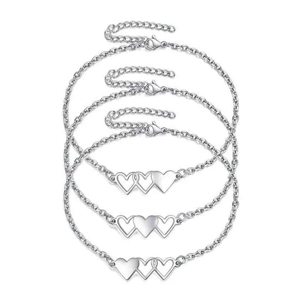 3 Sisters Bracelets Best Friends Necklace for 3 Set of 3 Heart Bracelets 3 BFF 3 Bestie Long Distance Friendship Gift