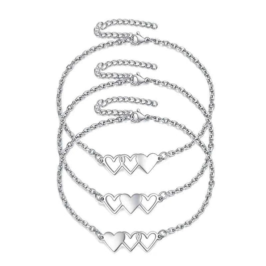 3 Sisters Bracelets Best Friends Necklace for 3 Set of 3 Heart Bracelets 3 BFF 3 Bestie Long Distance Friendship Gift