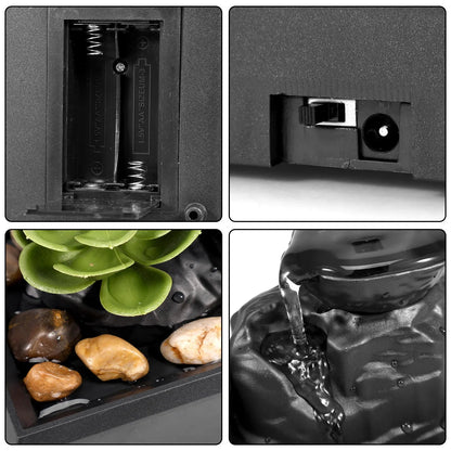 Tabletop Fountain Battery/USB Operated Water Fountain Feature Zen Meditation Fountain Decor Sound Relaxation Fountain Ornament