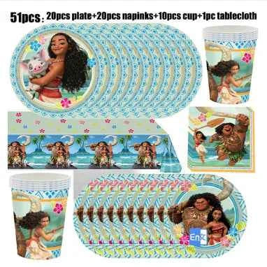 Moana Party Decorations Balloons Set Tableware Napkins Cups Plates Backdrop Kit Disney Vaiana Theme Happy Birthday Deco Supplies
