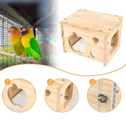 Bird House Wood Nesting Box Parrot Hideaway Rest Hut Cage Decor Accessory for Budgies Cockatiel Indoor Aviary