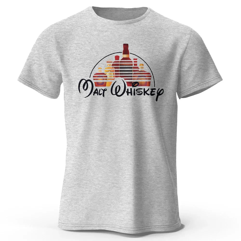 Men's Malt Whiskey Printed T-Shirt 100% Cotton Oversized Funny Graphic Tees for Men Women Summer Tops