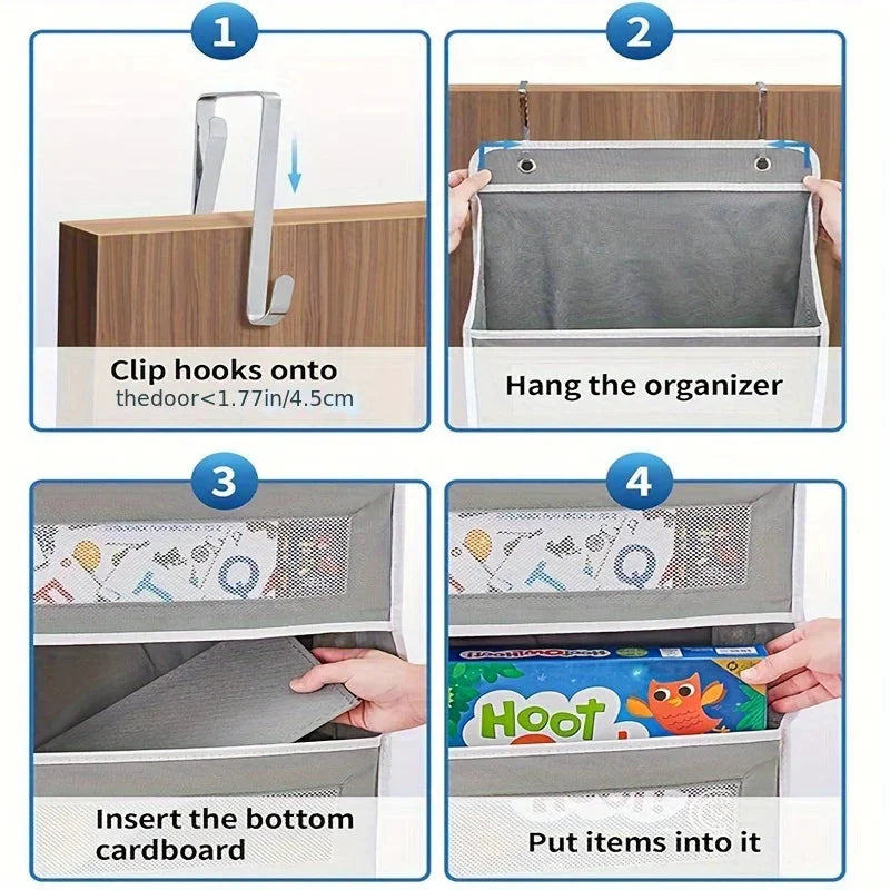 5-Shelf Hanging Storage Organizer - Behind Door, Anti-Tilt, 5 Large Capacity Pockets, Suitable for Bedroom, Bathroom