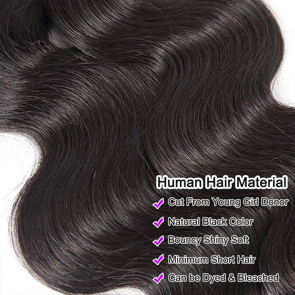Body Wave Human Hair Bundles 12A Raw Virgin 100% Unprocessed Weave Human Hair Extensions 1 3 4 Bundles Deals Natural Color