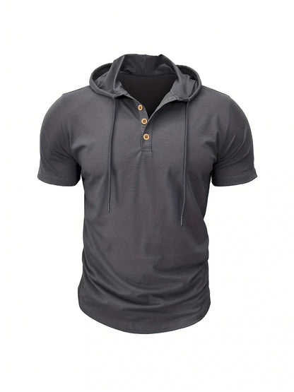Men's T Shirt Summer Slim Fitness Hooded Short-Sleeved Tees Male Lightweight Hoodie Fitness Breathable Sports Tops