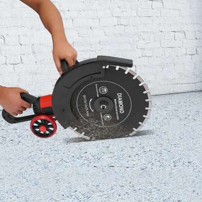 16In 4000W Electric Concrete Saw Brick Cutter Circular Saw Wall Slotting Groving with Saw Blade and Rolling Pulley 3000RPM