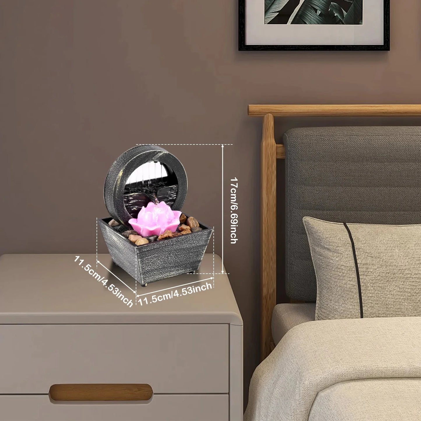 Tabletop Fountain Battery/USB Operated Water Fountain Feature Zen Meditation Fountain Decor Sound Relaxation Fountain Ornament