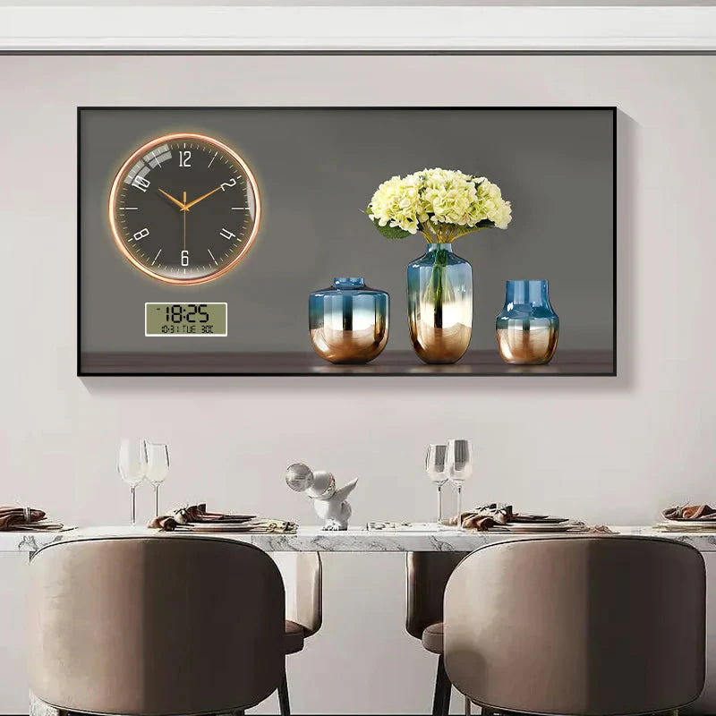 Large Size Aluminum alloy framed Artwork Wall Clock, Luxurious Muted Quartz Clock for Home Decor,living Room,bed Room Décor
