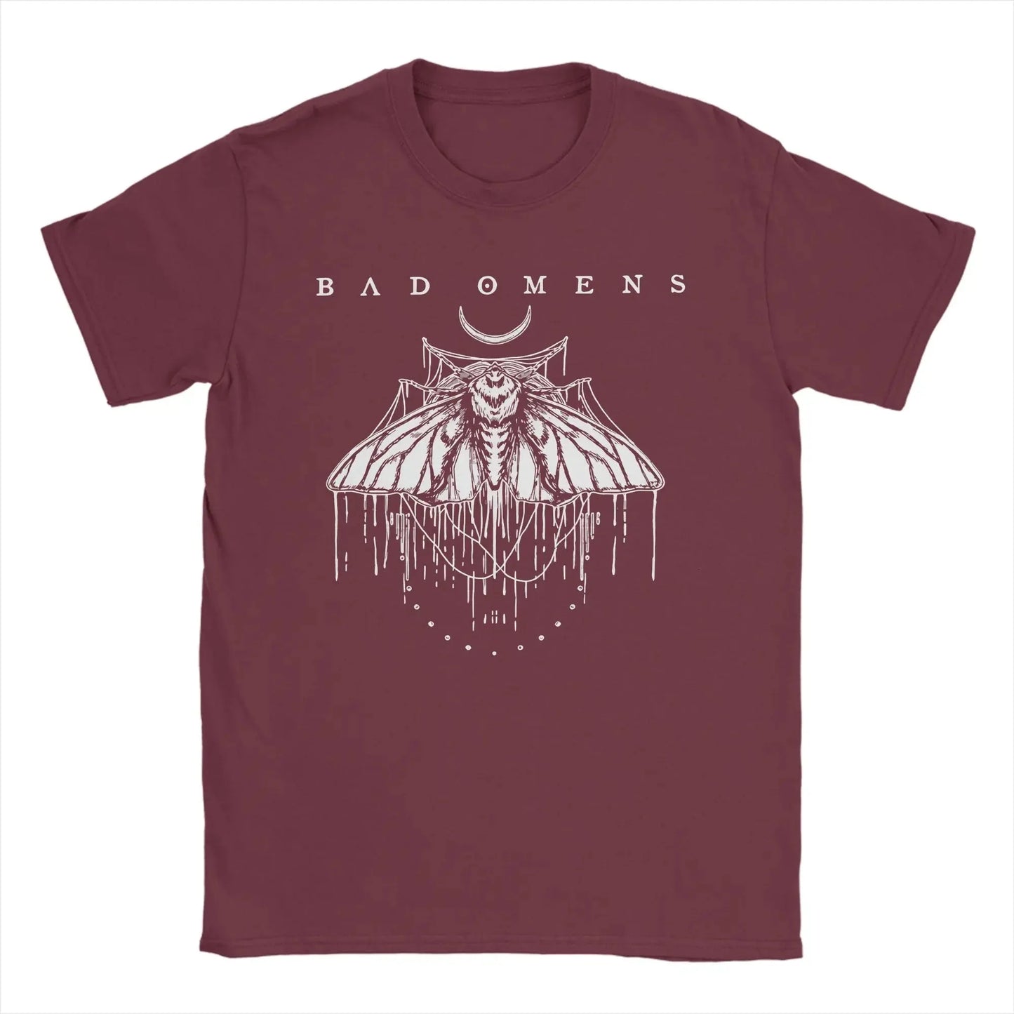 Men's T-Shirts Bad Omens Moth Casual 100% Cotton Tee Shirt Short Sleeve  T Shirt Round Collar Tops Big Size