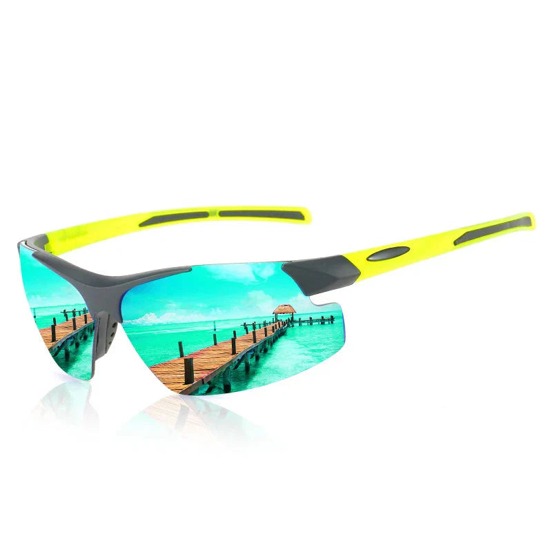 Men Sports Sunglasses Riding Mirror Wind Frameless Glasses Driving Dazzle Colour Outdoor Motorcycle Running Fishing Travel
