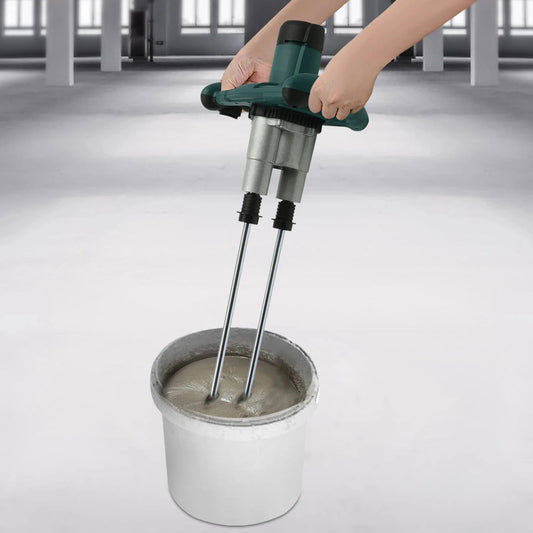2 Paddle Cement Mixer Mortar Stirrer Concrete Paint Mortar Hand Mixer 6  Speeds Optional Red 1800W / Green 2800W