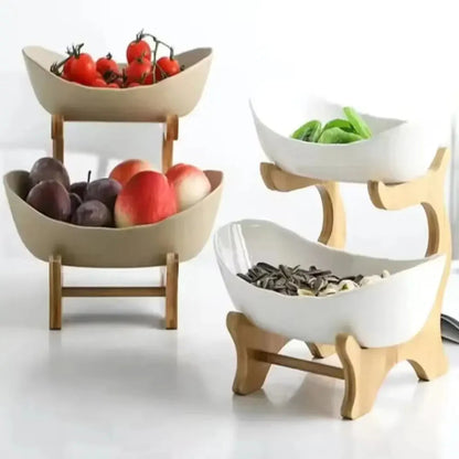 Snack Plates Plastic Material Fruit Plate Creative Design 2 Layer Candy Dish Modern Style Salad Bowl Snack Dish Living Room
