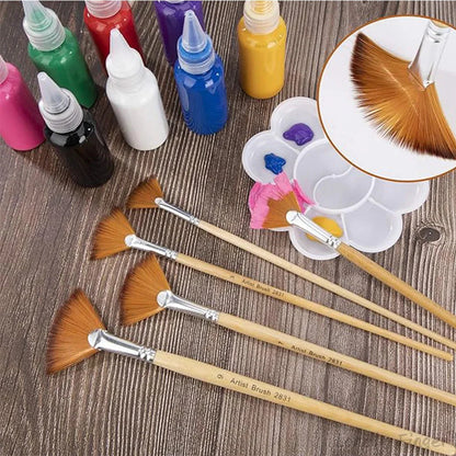 Paint Brushes 5 Pieces Fan Paint Brush Artists Nylon Brushes for Acrylic, Watercolour and Oil Painting
