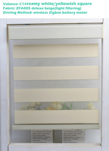 Decopedia Custom Made Zebra Blinds for Windows Motorized Roller Blinds Blackout Day and Night Window Blinds for Sliding Door