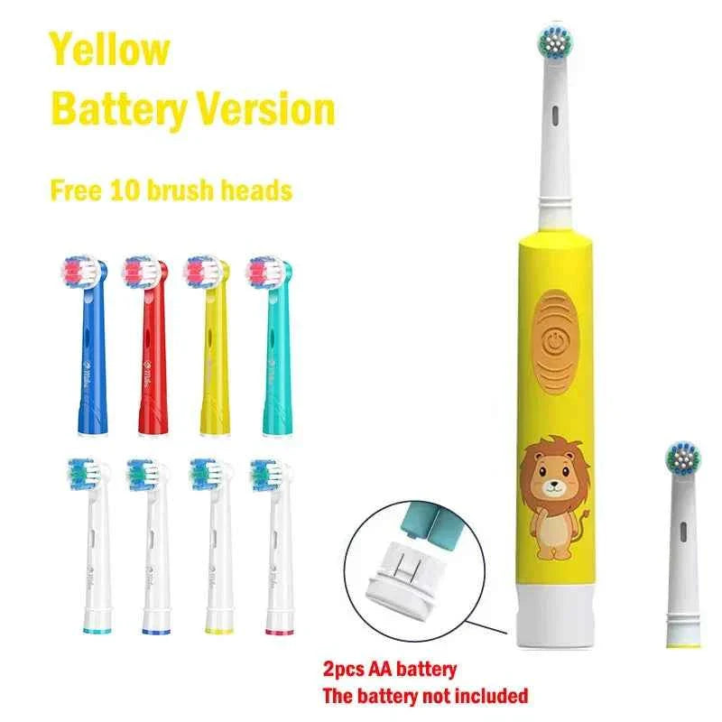 Kids Electric Toothbrush Colorful Cartoon Soft Bristle Rounded Vibrate Heads Teeth Brush Gum Care Battery Power 3-15 Years Old