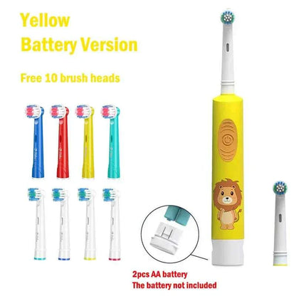 Kids Electric Toothbrush Colorful Cartoon Soft Bristle Rounded Vibrate Heads Teeth Brush Gum Care Battery Power 3-15 Years Old