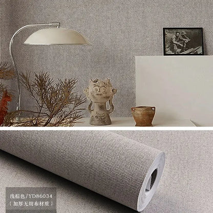 Modern Nordic Linen Textured Wallpaper – Eco-Friendly Non-Woven Solid Color Wall Covering
