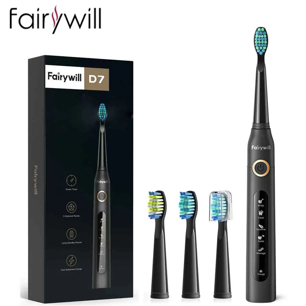 Fairywill FW-507 Electric Sonic Toothbrush - Rechargeable Adult Waterproof Toothbrush with 5 Modes