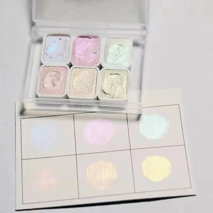6-Color Iridescent Watercolor Paint Set for Artists and Painting Enthusiasts, Perfect for Professional Artistic Purposes