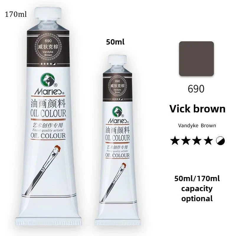 Marie's Oil Paint 170ML Oil Painting Art Creation Pigment Large Oil Paint Paint Single Commonly Used 24 Colors