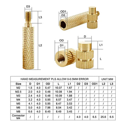 420/500Pcs Stainless Steel Heat Insert Nut TS100 Brass Hot Melt Insert Nuts for Welding Internal Thread Head Bolt Insert