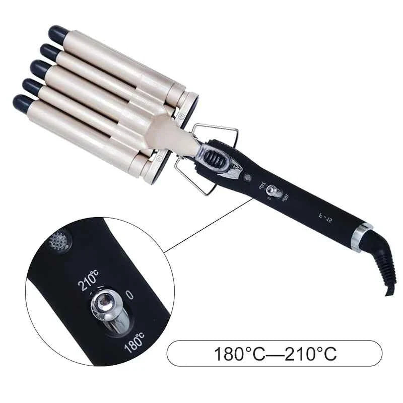 5 Barrel Hair Curler For Long Hair Professional Salon Dual Voltage Hair Curler Wavy Tourmaline Wave Maker 5 Barrels Curling Iron