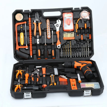 160/136/115/63 PC Lithium Drill Household Multifunctional Hardware Tool Manual Daily Electrician Woodworking Maintenance Toolbox