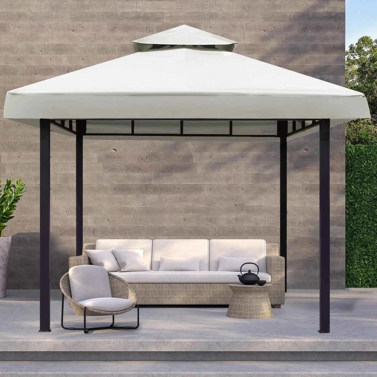 Grill Gazebo Replacement Canopy Roof, Outdoor BBQ Gazebo Top, Double Tiered Shelter Cover Roof ,for Yard Patio Garden Sunshade