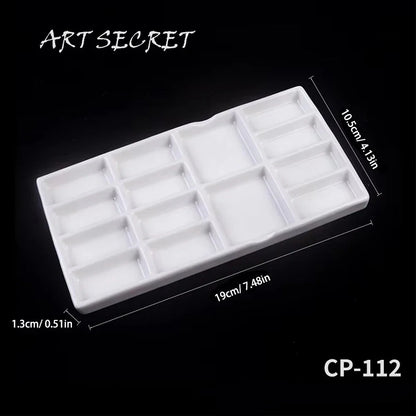 Artsecret 1 pc Simple White Ceramic Multi-Compartment Palette Pigment Mixing Palette Art Supplies Multiple Variants Available