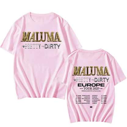 Rapper Maluma T-shirts Maluma +pretty+dirty Europet Tour 2025 Tshirt Men Women Cotton Tees Y2k Unisex Retro Harajuku Top Clothes