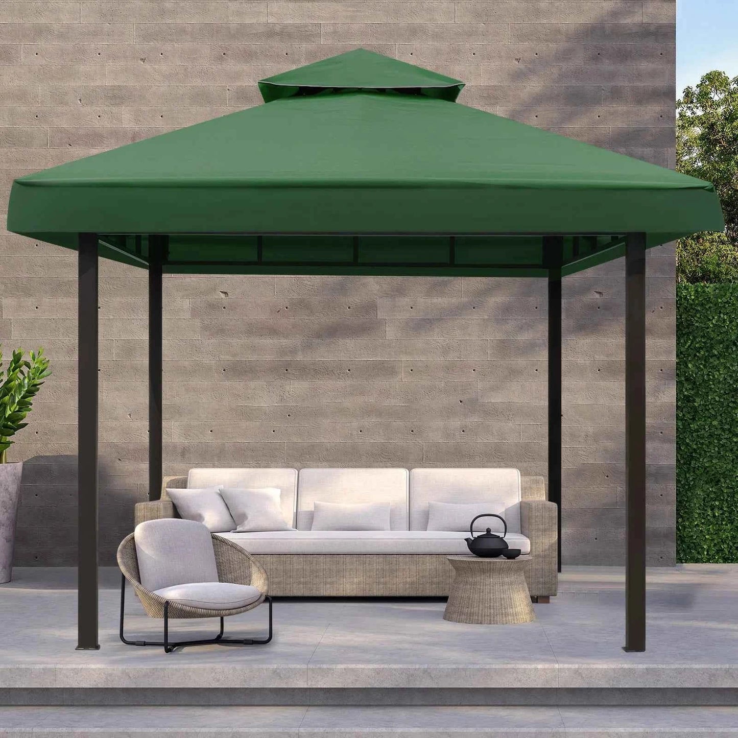Grill Gazebo Replacement Canopy Roof, Outdoor BBQ Gazebo Top, Double Tiered Shelter Cover Roof ,for Yard Patio Garden Sunshade