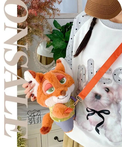 New Zootopia Doll Crossbody Bag Cartoon Judy Hopps Shoulder Bag Holiday Gift Large Capacity Portable Storage Commuter Bag