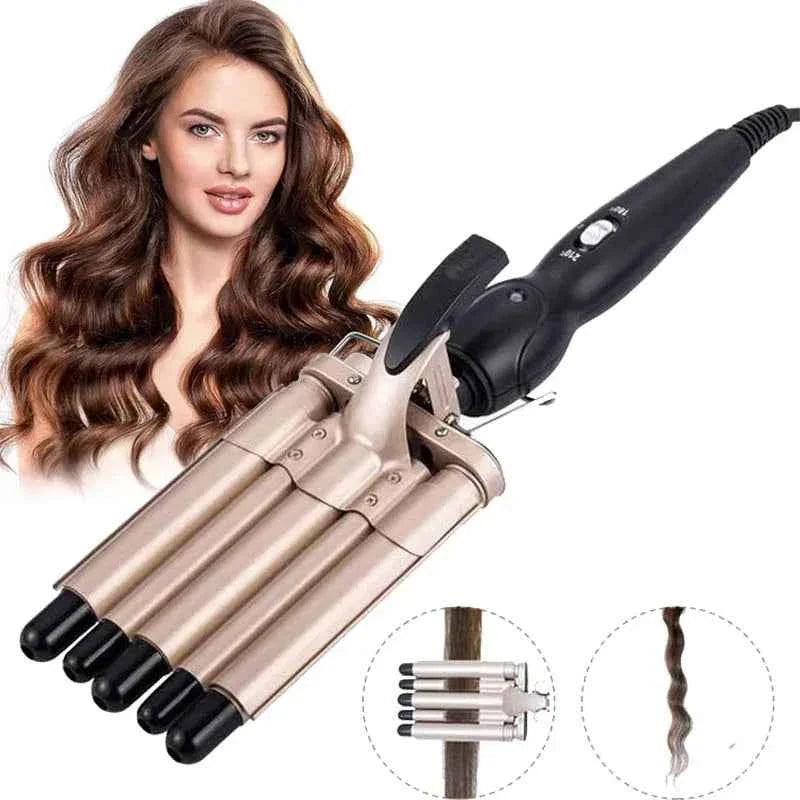 5 Barrel Hair Curler For Long Hair Professional Salon Dual Voltage Hair Curler Wavy Tourmaline Wave Maker 5 Barrels Curling Iron