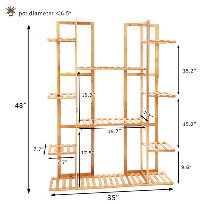 Multi-Tiered Bamboo Plant Stand Indoor Outdoor Flower Pot Holder Rack for Garden Balcony Living Room