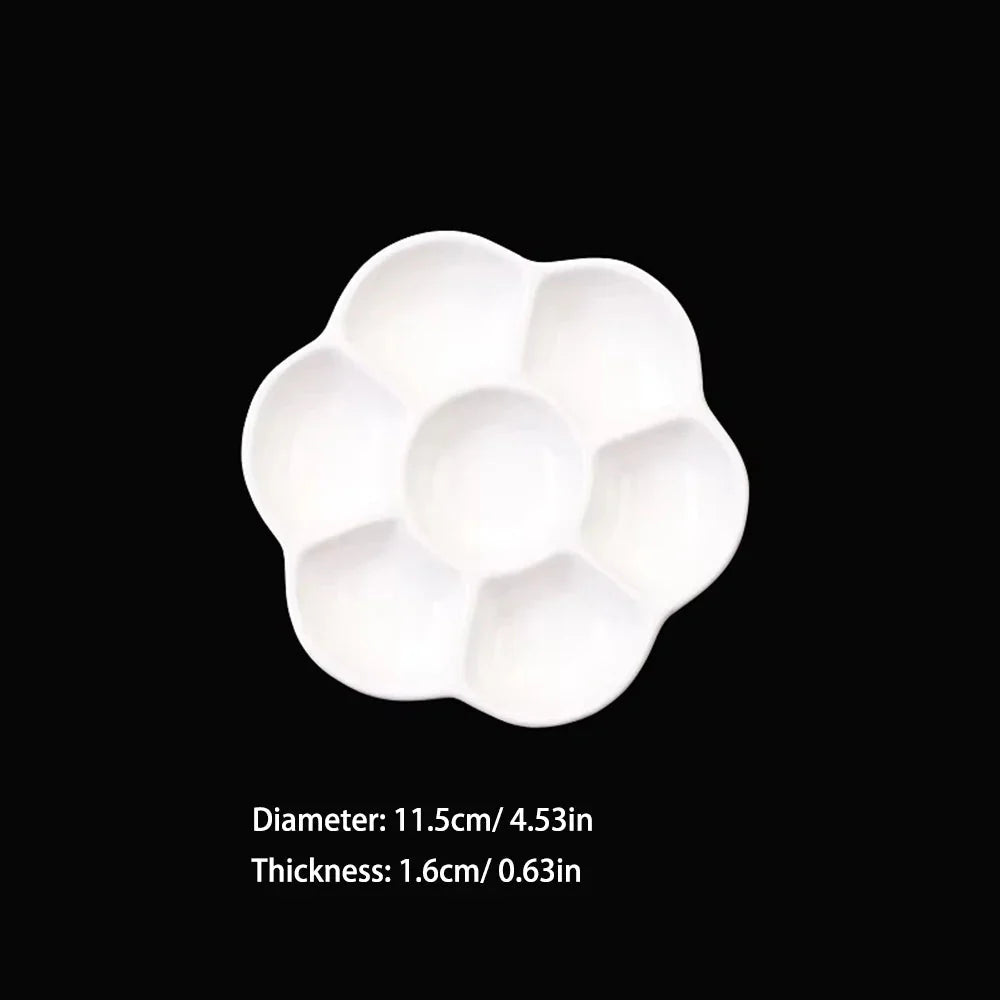 Artsecret 1 pc Simple White Ceramic Multi-Compartment Palette Pigment Mixing Palette Art Supplies Multiple Variants Available