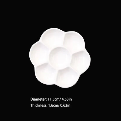 Artsecret 1 pc Simple White Ceramic Multi-Compartment Palette Pigment Mixing Palette Art Supplies Multiple Variants Available