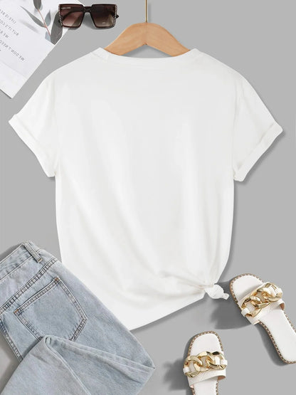 Paris France Eiffel Tower Prints T-Shirts Women Summer Basic Short Sleeve Tops O-Neck Loose T Shirts Basics Soft Womans Clothes