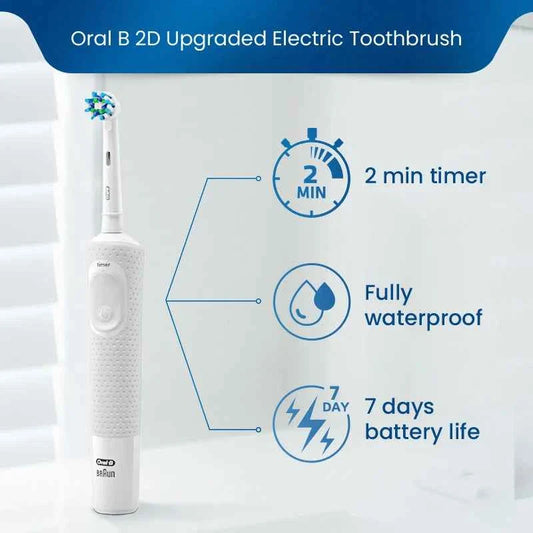Oral B D100 2D Vitality Electric Toothbrush Timer 7600Rpm Cross Action Deep Cleaning and Whitening Teeth Tooth Brush