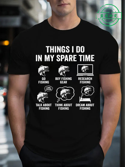 T-Shirts for Men Fishing Meme Punny Pun Dad Joke Meme Fisherman Gift Shirts Tees Short Sleeve Men's Clothing