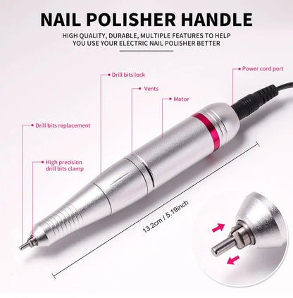 45000RPM Nail Drill Machine Professional Nail Lathe with Large LCD Screen Smart Electric Manicure Polisher Nail Art Tools