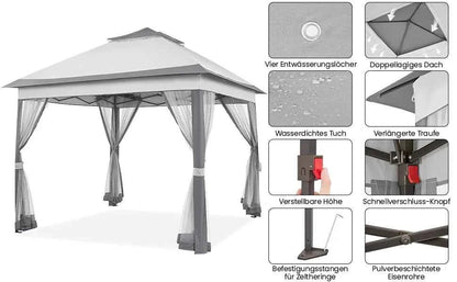 3.3x3.3m Pop-Up Folding Gazebo - Waterproof Garden Tent with Mosquito Netting
