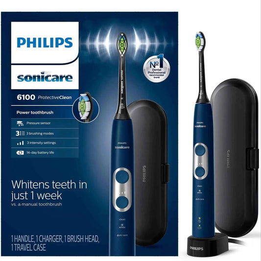Philips Sonicare ProtectiveClean 6100 Rechargeable Electric Power Toothbrush, Navy Blue, HX6871