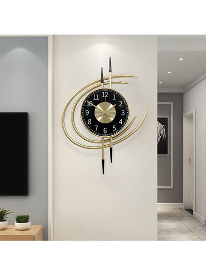 54cm Storm Eye Modern Wall Clock, Large Black Dial Metal Silent Analog Clock, Gold Luxury Decorative for Living Room Bedroom