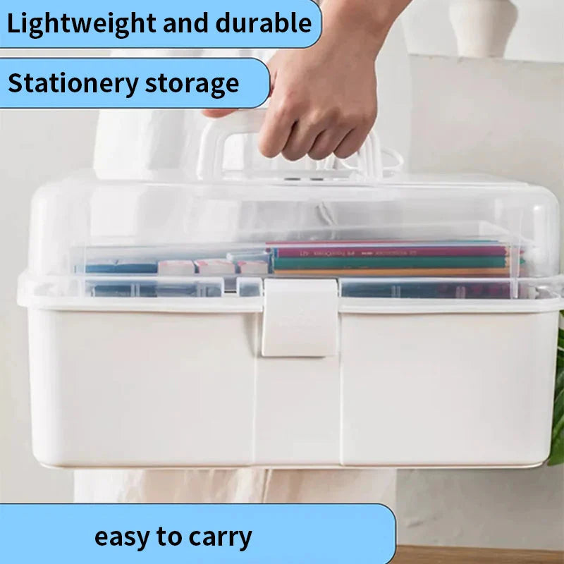 Three-tier Art Toolbox Carry Case – Organizes brushes, paints, palettes, and other art supplies with categorized storage.