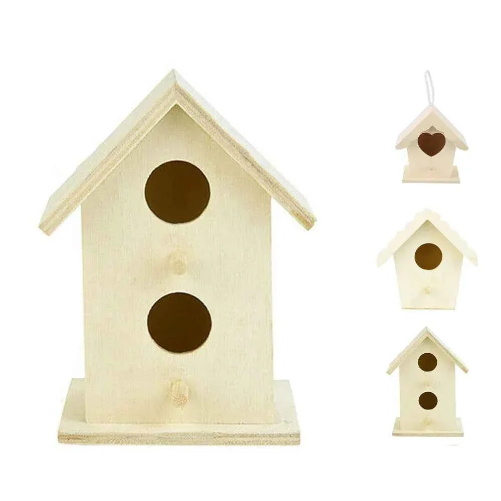 Wooden Bird House Nest Dox Nest House Bird Box Wooden Birdhouse Home Parrot Nest Houses Pet Bedroom Craft Box Garden Decoration