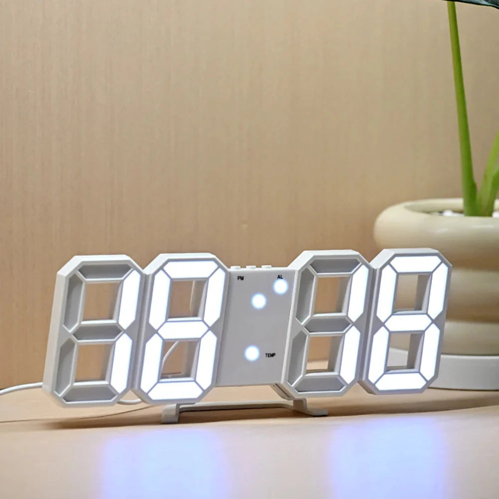 3D LED Digital Clock 12/24H Time Display Colorful Clock for Office/Living Room/Meeting Room/Kitchen