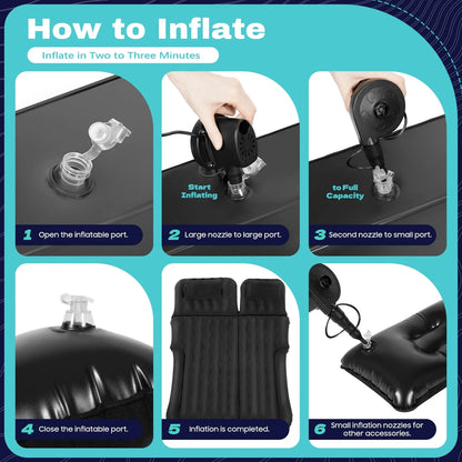 Car Mattress, SUV Car Air Mattresses with 2 Cushions and Pump, Thicker Air Bed for Travel, Camping, Removable Home Furniture