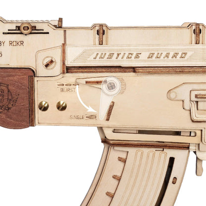 Robotime Rokr Automatic Rifle AK47 3D Wooden Gun Funny DIY Building Block Toys for Kids Adults Justice Guard Wooden PuzzleLQ901